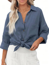 Women Loose Fit Solid Color Drop Shoulder Casual Shirt